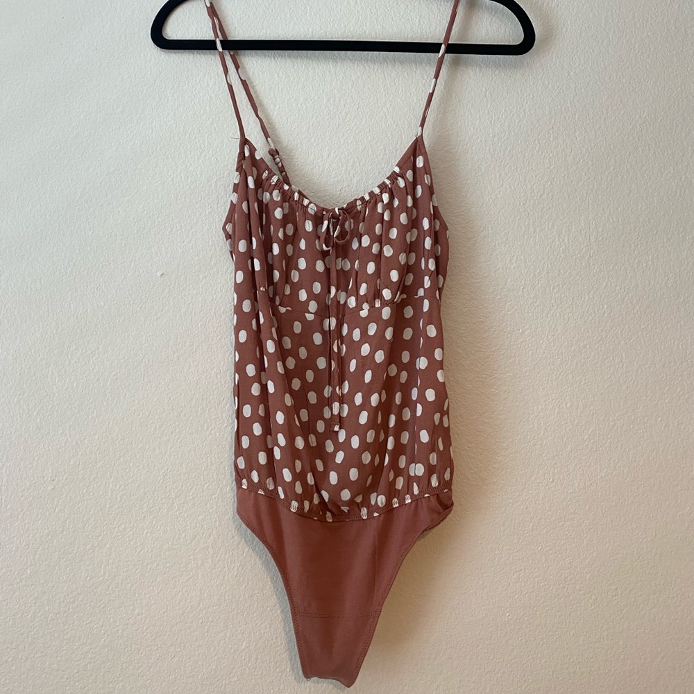 Abercrombie dot cinched tie-front cami bodysuit
